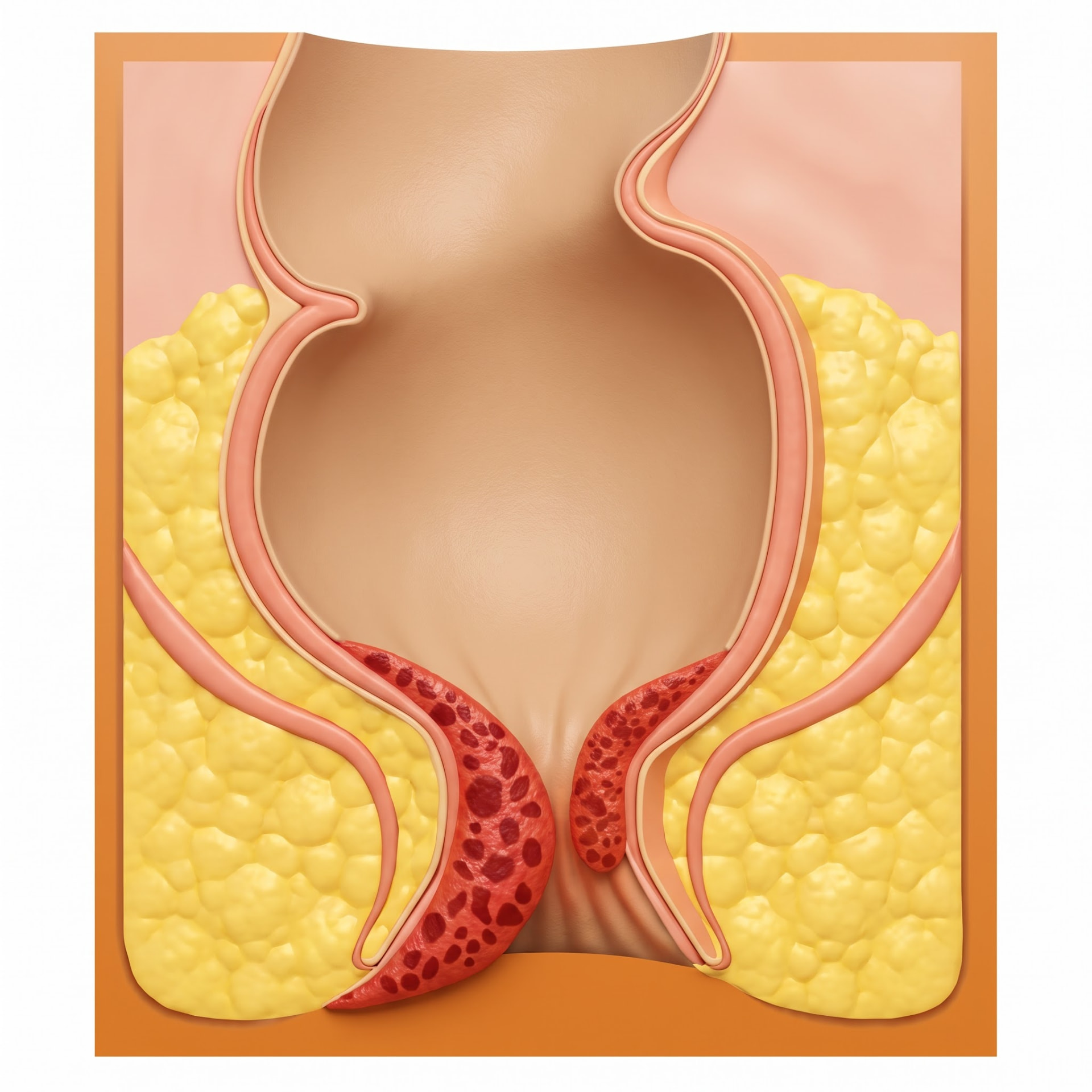 Grade IV hemorrhoids anatomical illustration
