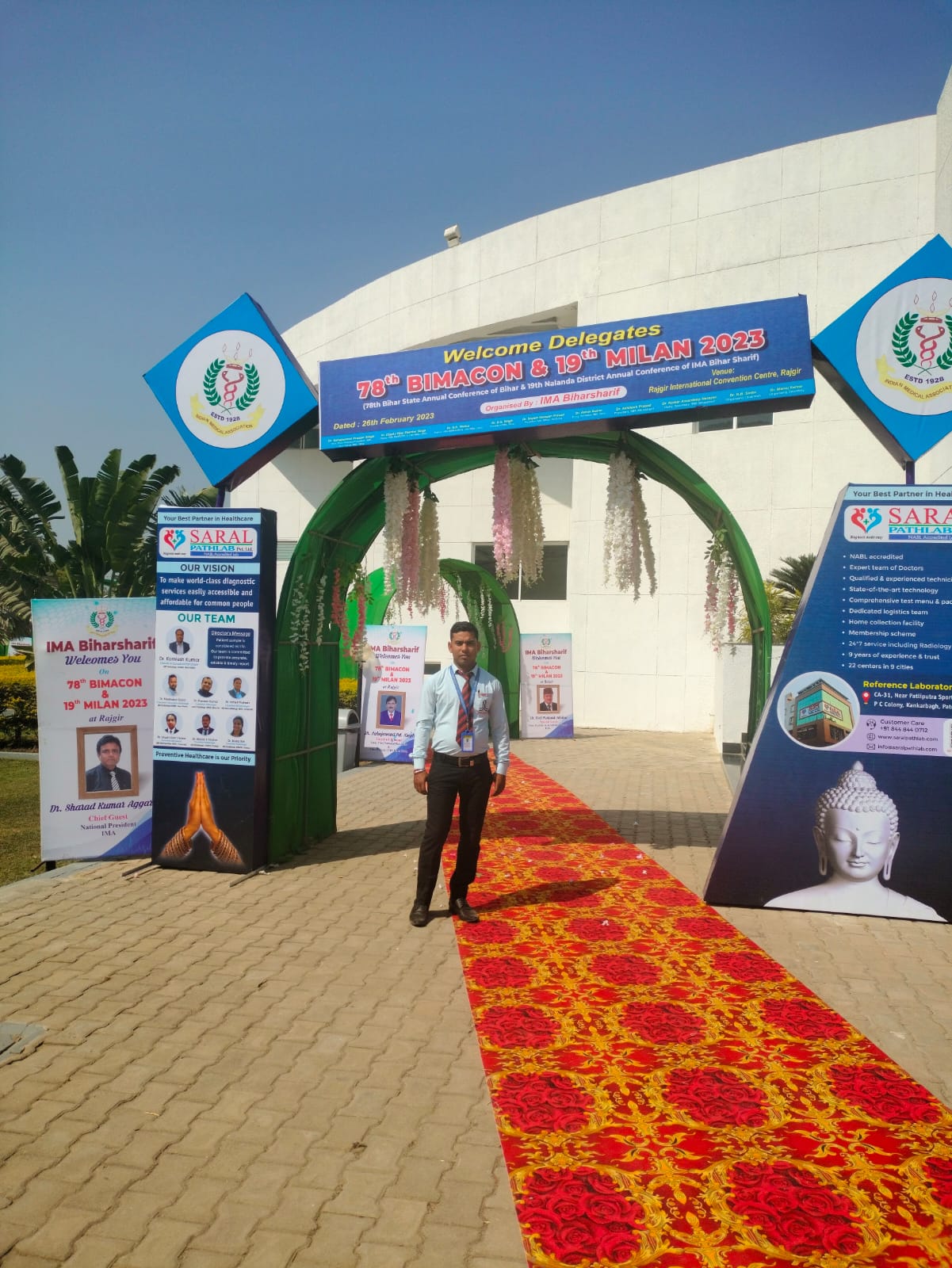 Janjaes Pharma team at the 78th BIMACON 2023 and 19th MILAN 2023 entrance, Rajgir