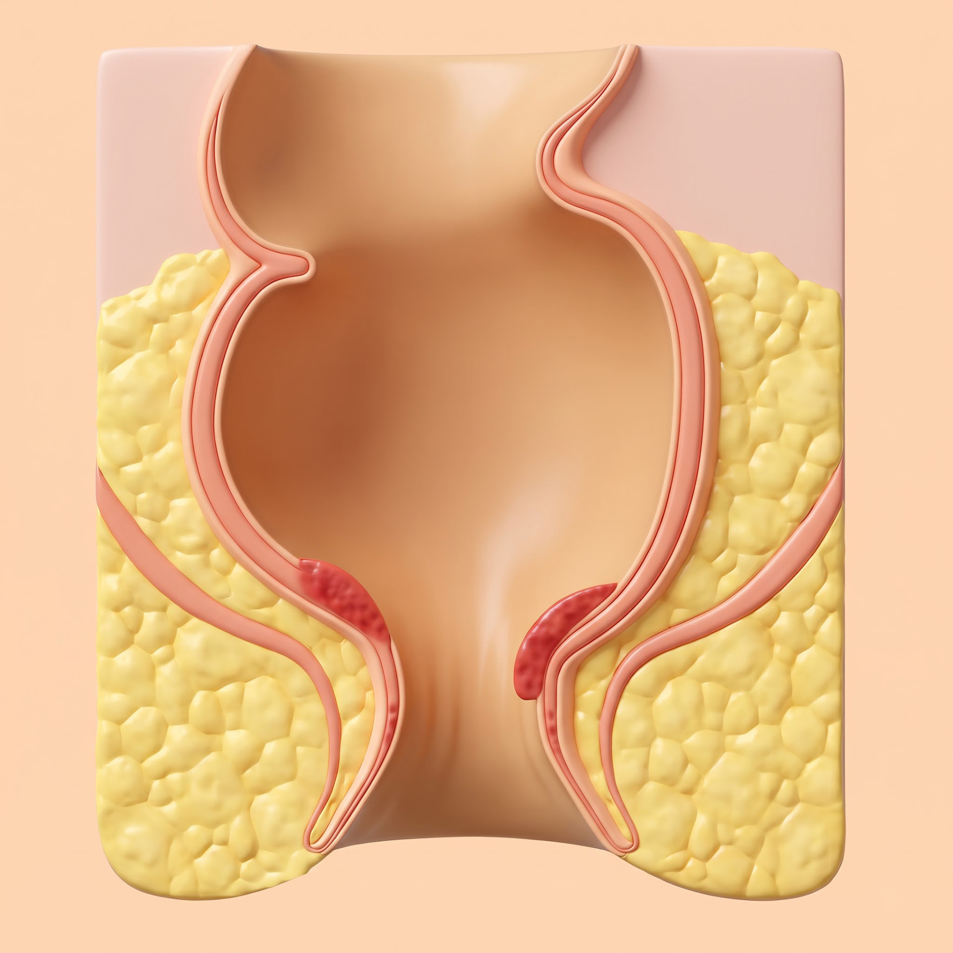 Grade II hemorrhoids anatomical illustration