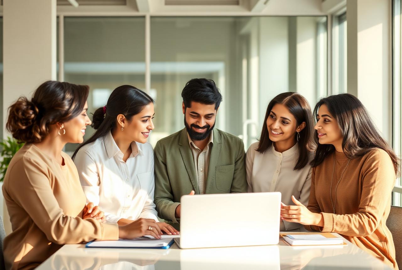 Janjaes Pharma team collaborating in the office