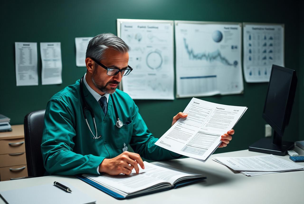 Surgeon reviewing clinical evidence for proctology care